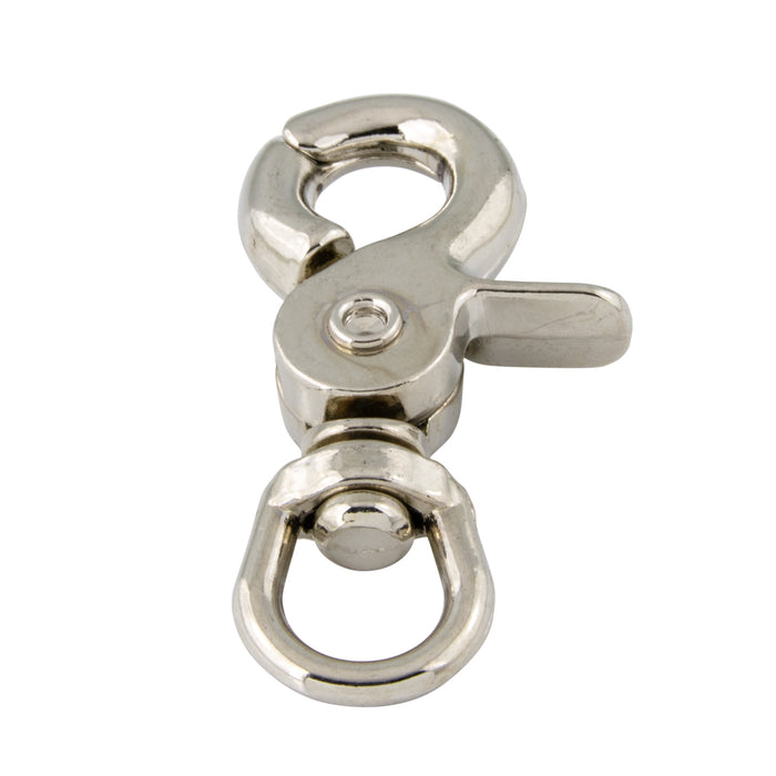 Snap Hook, Swivel Eye DIN 5289 15 mm Eye, 65 Oal, 12 mm Snap Opening Zinc Die Cast, Nickel Plated by Spaenaur Inc.