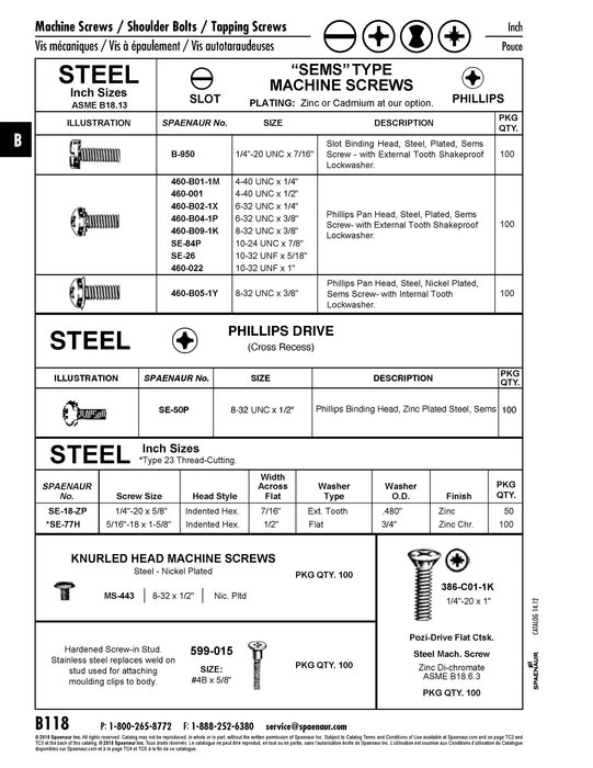 Sems Machine Screw, Phillips Pan Hd, W/ External Tooth Lockwasher, #4-40 UNC X 1/2" Length, Low Carbon Steel Zinc Chromate Plated by Spaenaur Inc.