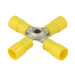 Connecteur à quatre voies en cuivre, sans soudure, isolé 12-10 GA. Fil électrolytique en cuivre, isolation en plastique jaune, plaque d'étain brillante par Spaenaur Inc.