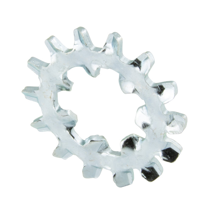 Rondelle freinée à denture interne-externe (plate) 3/8" (diamètre extérieur 0,985-0,965" x épaisseur 0,040") en acier au carbone traité thermiquement, zinguée PLTD ANSI B18.21.1-1972(R1983) par Spaenaur Inc.