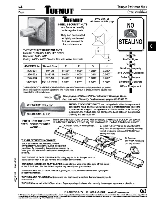 Round HD Neckless Tamper-Proof Bolt 5/16"-18 UNC x 2 1/2" LONG Steel Zinc Plated by Spaenaur Inc.