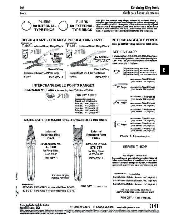 Super Major External Plier for R3100 Series Retaining Rings Inch Sizes 6-3/4" to 10" (Anderton 1400 Series 675 Upwards) by Spaenaur Inc.