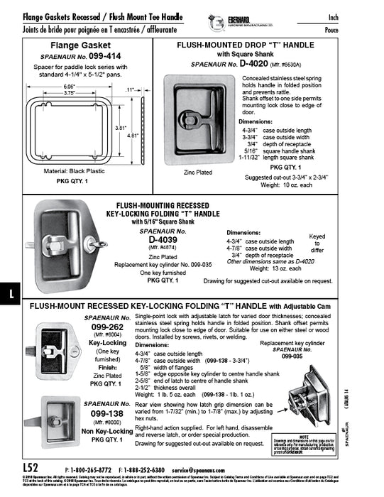 Flange GAsket for Paddle Lock Black Plastic by Spaenaur Inc.