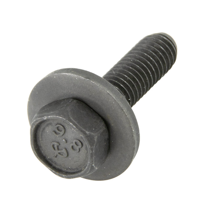 Sems Machine Screw Hex Head, With 17mm OD Flat Washer, 6mm X 1.00 Pitch X 25mm Lgth, Low Carbon Steel, Black Phosphate by Spaenaur Inc.