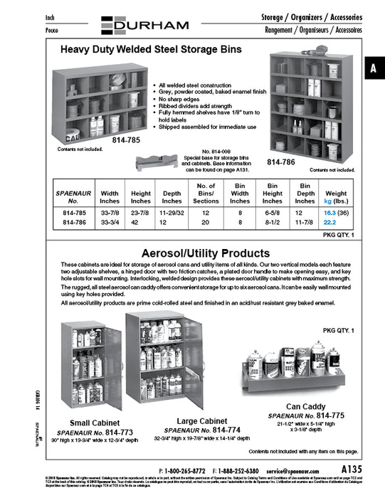 Storage Bin with 20 Bins 33 3/4" W x 42" H x 12" D Bin Size 8" W x 8 1/2" H x 11 7/8"D Steel, Gray Baked Enamel Finish by Spaenaur Inc.