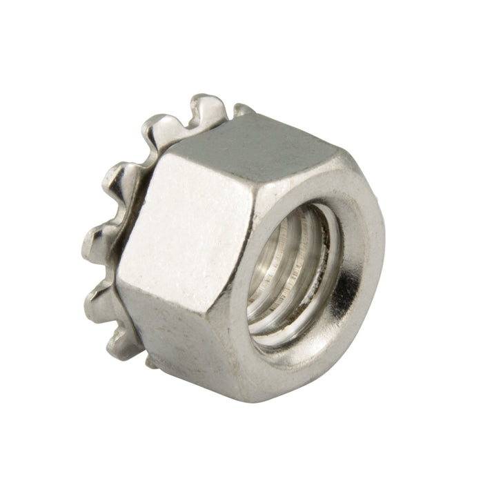 K-Lok Hex Nut W/External tooth Lockwasher 10-24 UNC x 3/8" AF x 5/32" O/A THK 18-8 Stainless Steel