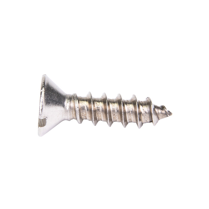Tapping Screw, Flat Head Slotted Drive, Type AB, #10 x 1-1/2" Length, Stainless Steel
