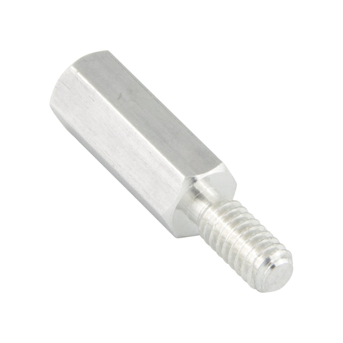 Hex Spacer, Male/Female Threaded, Hole Depth 3/8", Stud LGTH 1/4", #6-32 UNC, 1/2" LGTH, 1/4" A.F. Aluminum Alloy 2011T3