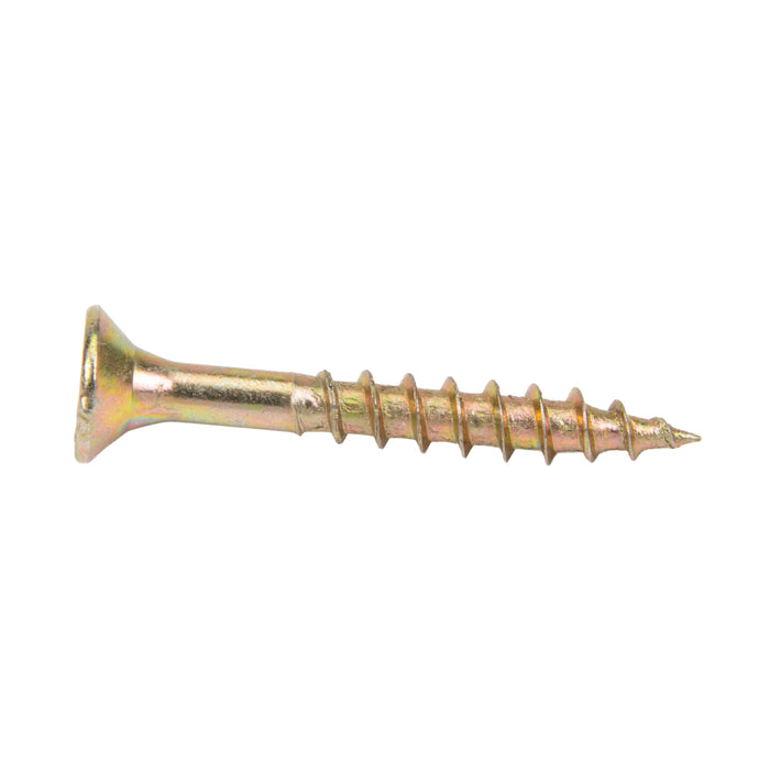 Particle Board Screw, Flat Head, Square Socket, 4.0 mm x 30 mm Length(#8 x 1-1/4"), Steel Yellow Zinc Plated by Spaenaur Inc.