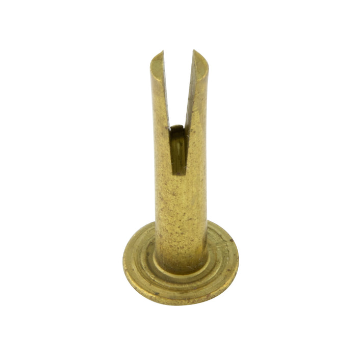 Rivet fendu à tête ovale 9/64 po de diamètre x 3/4 po de longueur x 5/16 po de diamètre de tête Laiton brut Conforme à la norme ANSI B18.7 1972(R1980) de Spaenaur Inc.