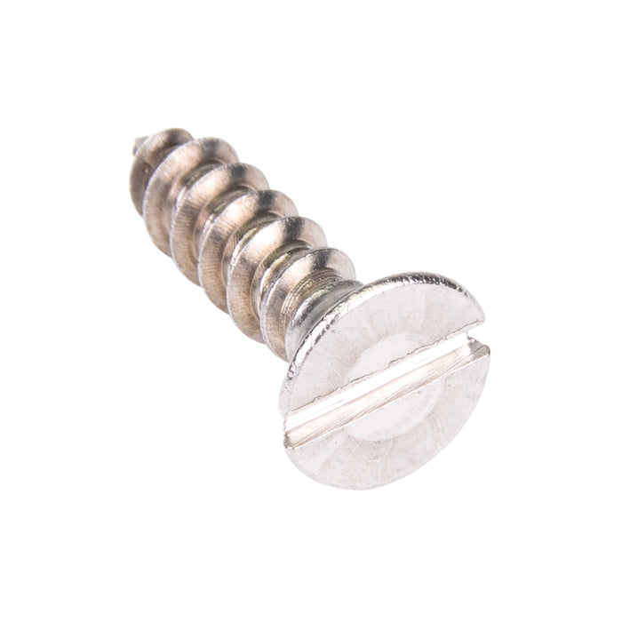 Tapping Screw, Flat Head Slotted Drive, Type AB, #10 x 1-1/2" Length, Stainless Steel