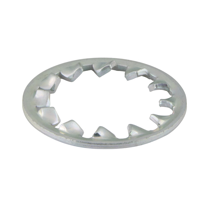 Rondelle de blocage à denture interne, boulon robuste de taille 1/4" (diamètre extérieur de 0,536 à 0,524" x épaisseur de 0,039") en acier au carbone traité thermiquement, zingué chromé ANSI B18.21.1-1972(R1983)
