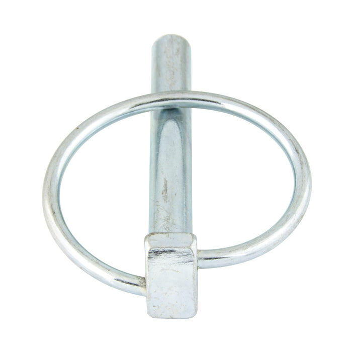 Lynch Pin, Flat Back, (No Chain) 5/16"X17/64" Pin Size x 2-3/8" Pin LGTH, 1-5/8" Inside Ring DIA Low Carb Steel Case Hard Pin, Spring Steel Snap Ring, Zinc Plated