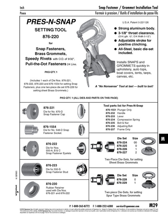 Die Set for #00 GRommets 3/16" I.D.
