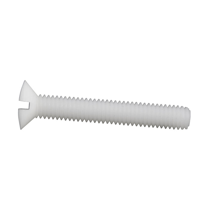 Machine Screw, Oval Head, Slotted Drive, M3 x 0.50 mm UNC x 10 mm Length, Nylon Natural by Spaenaur Inc.