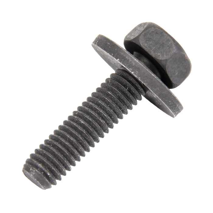 Sems Machine Screw Hex Head, With 17mm OD Flat Washer, 6mm X 1.00 Pitch X 25mm Lgth, Low Carbon Steel, Black Phosphate by Spaenaur Inc.