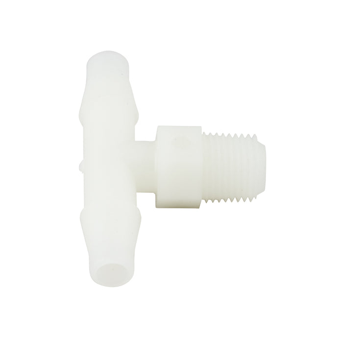 Miniature Branch Tee for 1/4" Tubing ID (1/8"-27 NPT) Nylon