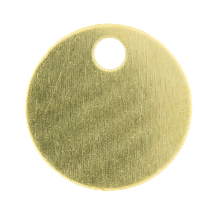 Standard Round Blank Tag (One 1/4" Hole) 1-1/4" DIA x .032" THK Brass Plain by Spaenaur Inc.
