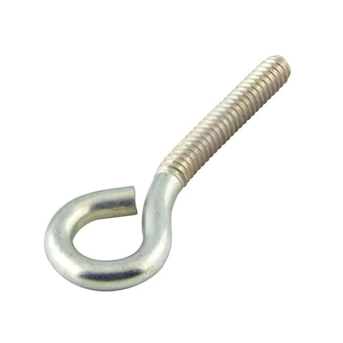 Bent Eye Bolt, Full Thread (No Nut) 3/8"-16 UNC x 4" O/A LGTH, 1" Eye ID Steel Zinc Plated