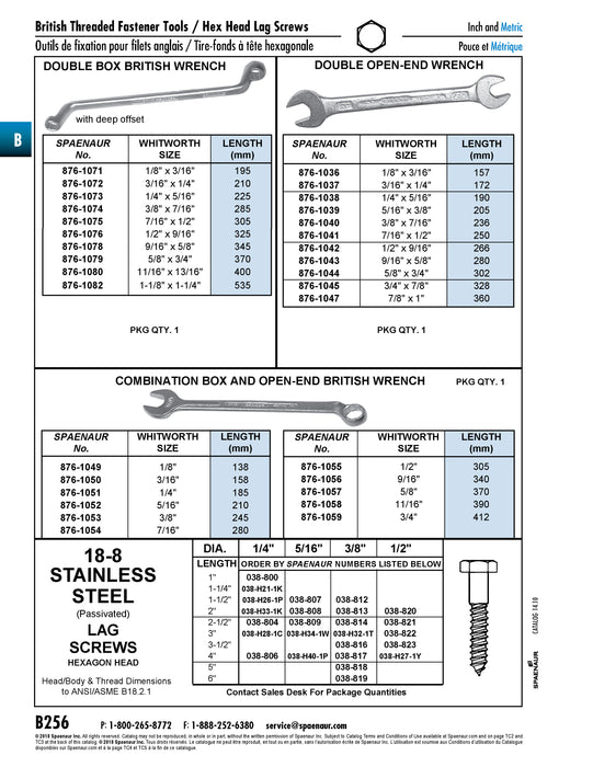 Lag Screw, Hex Head, 1/2" x 3-1/2" Length, Stainless Steel