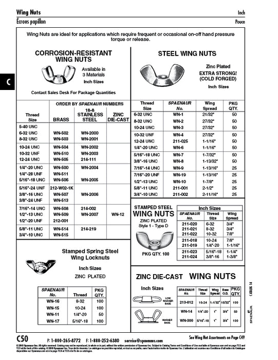 Wing Nut, Stamped #10-24 UNC x 7/8" Wing Spread Low Carb Steel Stamped Zinc Plated by Spaenaur Inc.