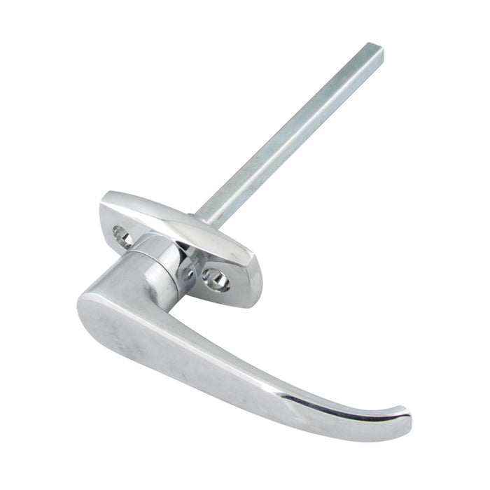 Lever 'L' Handle, Non-Locking, 180 Degree Rotation, 5/16" x 4 1/2" Shank, 1 1/2" Hole Centres, Die-Cast Chrome Plated by Spaenaur Inc.