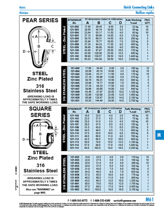 Square Quick Link, Series C 3.5mm Wire DIA Steel Zinc Plated