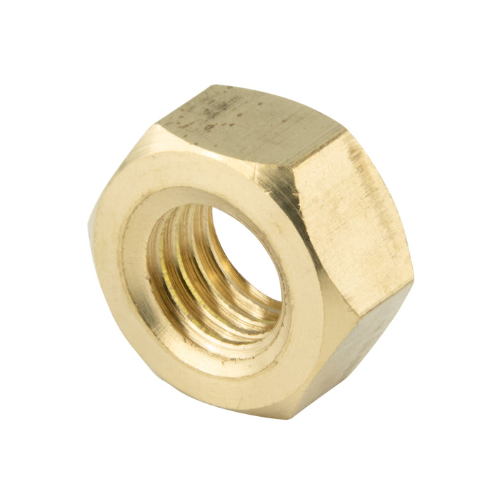 Hexagon Jam Nut, Finished 3/8"-24 UNF (9/16" A/F x 7/32" TH) Brass Plain ANSI B18.2.2-1986
