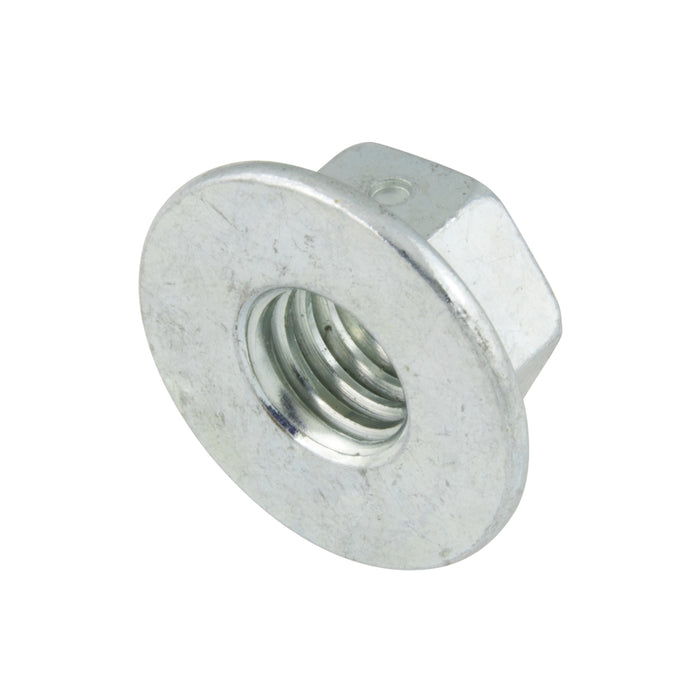Side Distortion Hex Locknut, Large Flange, for Sae Grade 1,2,3 & 5 Bolts, 1/2"-13 UNC, Flange DIA. Max. 1.205", Grade F Steel Zinc Plated And Wax