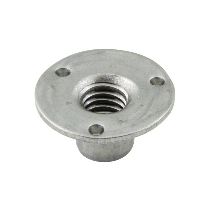 Tee Nut, Round Base 1" DIA with 3 Bosses On Barrel Side 3/8"-24 UNF, Barrel 7/16" LG x 13/32" DIA Steel Plain by Spaenaur Inc.
