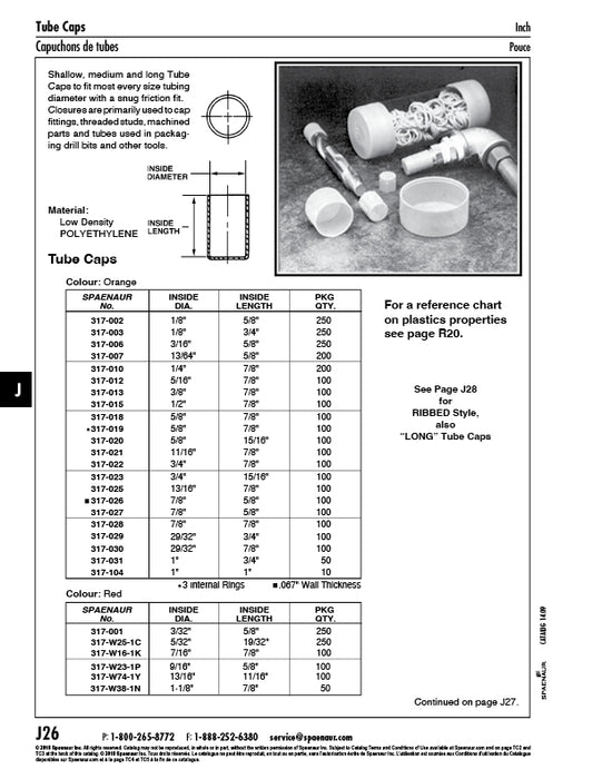 Tube Cap Polyet 5/8" ID x 7/8" Inside LGTH Low Density Polyethylene Colour orange