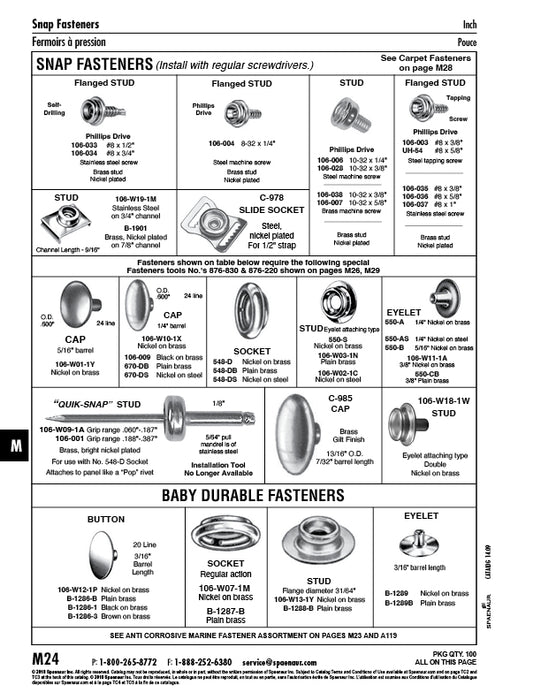 Baby Durable Button 20 Ligne,3/16" Barrel Length Brass Plain by Spaenaur Inc.