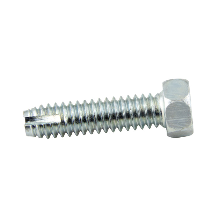 Vis autotaraudeuse, tête hexagonale crantée, type F 1/4"-20 UNC x 3/4" L (tête 3/8" AF), acier à faible teneur en carbone, cémentée et zingochromatée, conforme à la norme ANSI B18.6.4-1966, fabriquée par Spaenaur Inc.