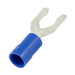 Cosse à fourche, type à verrouillage, sans soudure, isolée, fil 16-14 GA, goujon n° 6, cuivre électrolytique, étamage brillant épais, isolation plastique bleue par Spaenaur Inc.