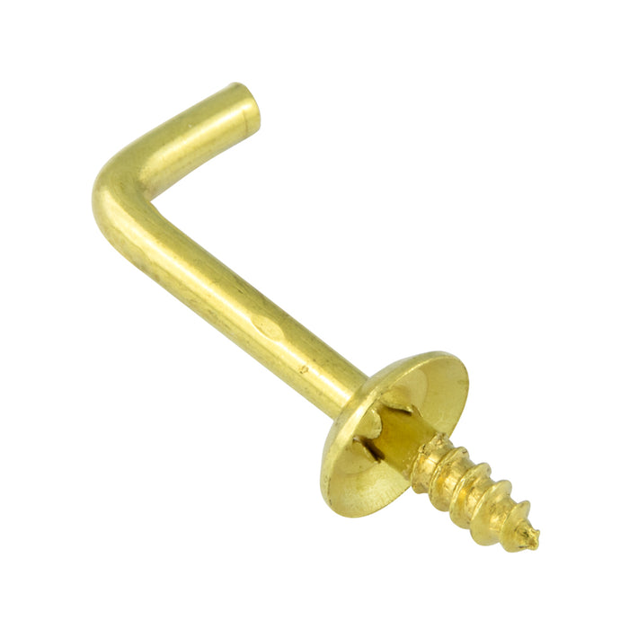 Solid Brass Shoulder Hook 1 1/2" x .150" x 2 1/8" Length Overall Brass Plain Finish by Spaenaur Inc.