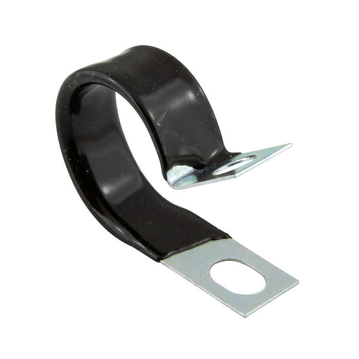 Cable & Wire Clip, Light-Duty Closed Type - Furnished Open, 5/16"DIA Capacity, .562" C to C Steel Hot Dipped Galvanized Black Vinyl Cushion